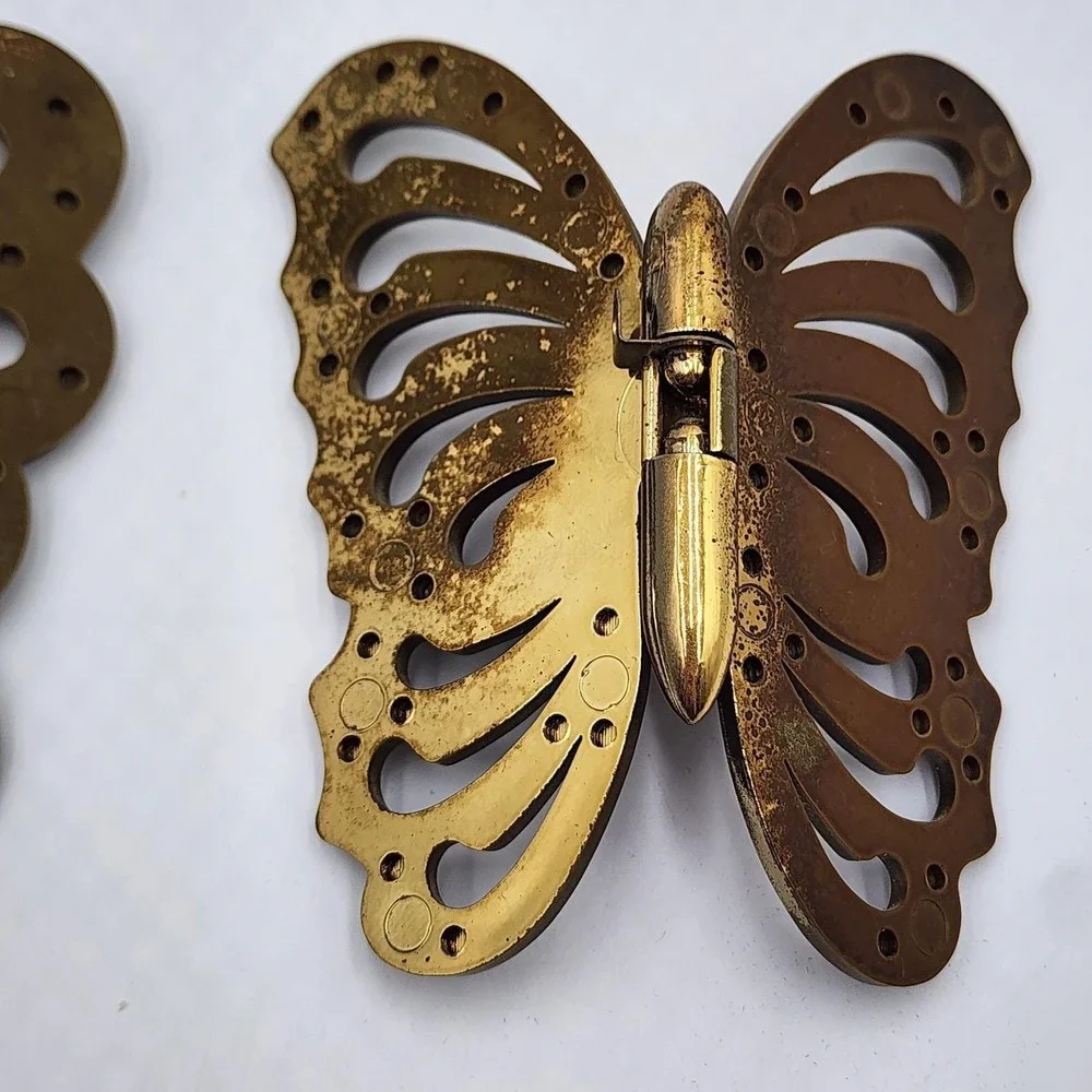 Vintage Gold Butterfly Wall Plaques Set of 2 Bendable Plastic Retro Decor 1980s